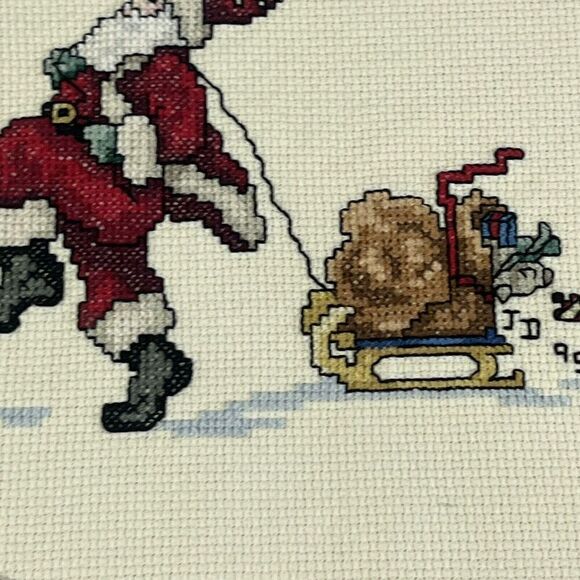 Vintage Christmas Santa Claus & Sleigh w/ Toys 1995 14" x 11" Holiday - Picture 4 of 12